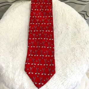 Andrew Scott Men Handmade 100% Silk Golf Print Tie Country Club Office Red